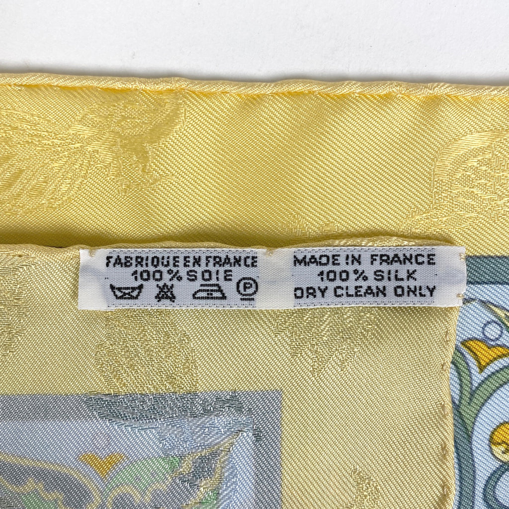 エルメス カレ 90 CIELS BYZANTINS ビザンチンの空 鳥 スカーフ シルク イエロー マルチカラー レディース 【中古】brbag