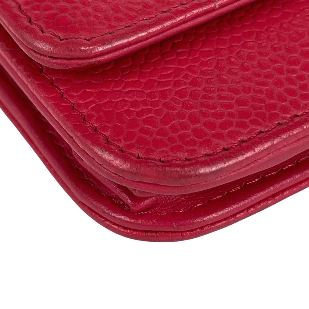 シャネル ココマーク チェーン ウォレット 財布 チェーンウォレット キャビアスキン レッド レディース 【中古】brbag