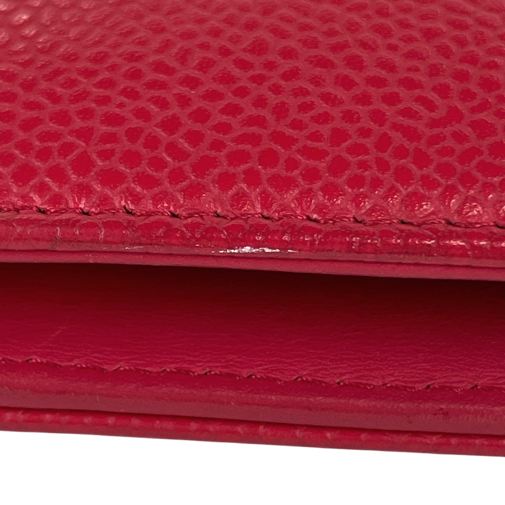 シャネル ココマーク チェーン ウォレット 財布 チェーンウォレット キャビアスキン レッド レディース 【中古】brbag