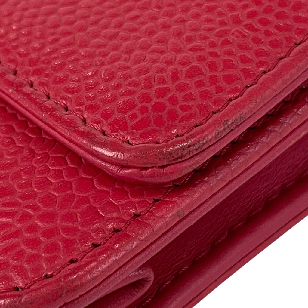 シャネル ココマーク チェーン ウォレット 財布 チェーンウォレット キャビアスキン レッド レディース 【中古】brbag
