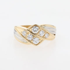 メレダイヤ デザインリング YG イエローゴールド プラチナ 指輪 リング 11.5号 K18 Pt900 ダイヤモンド レディース 【中古】nbjwl