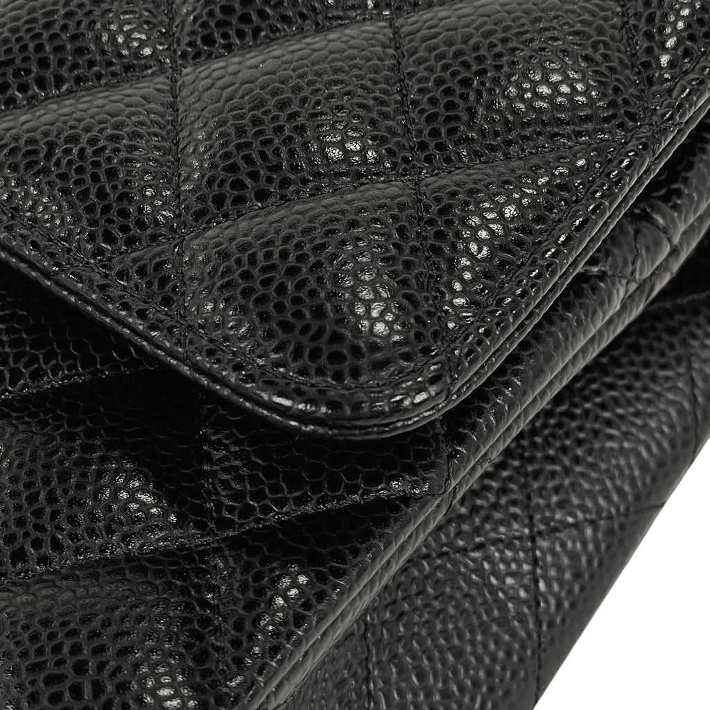 シャネル マトラッセ Wフラップ チェーン ショルダーバッグ ココマーク ショルダーバッグ キャビアスキン ブラック A01112 レディース 【中古】brbag