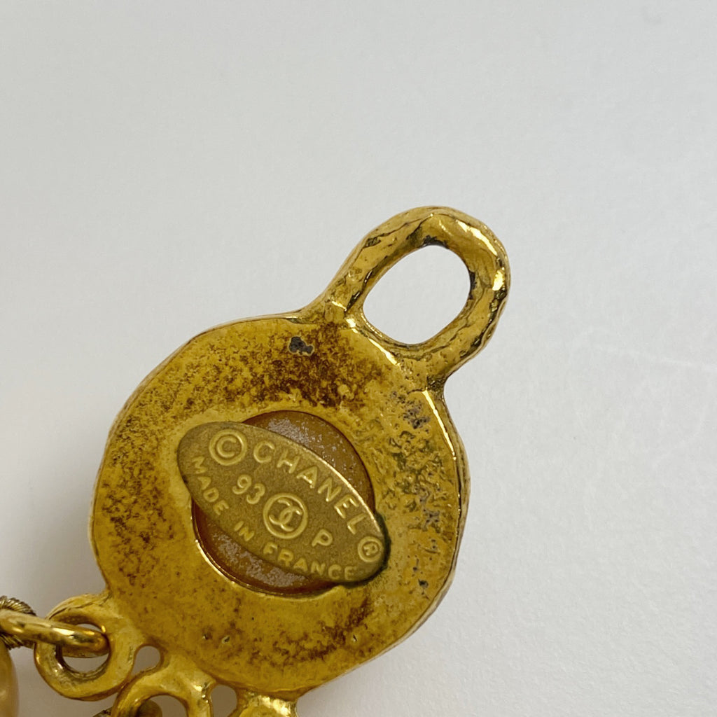 シャネル ココマーク フェイクパール ネックレス 3連 ネックレス フェイクパール GP ベージュ レディース 【中古】bracc