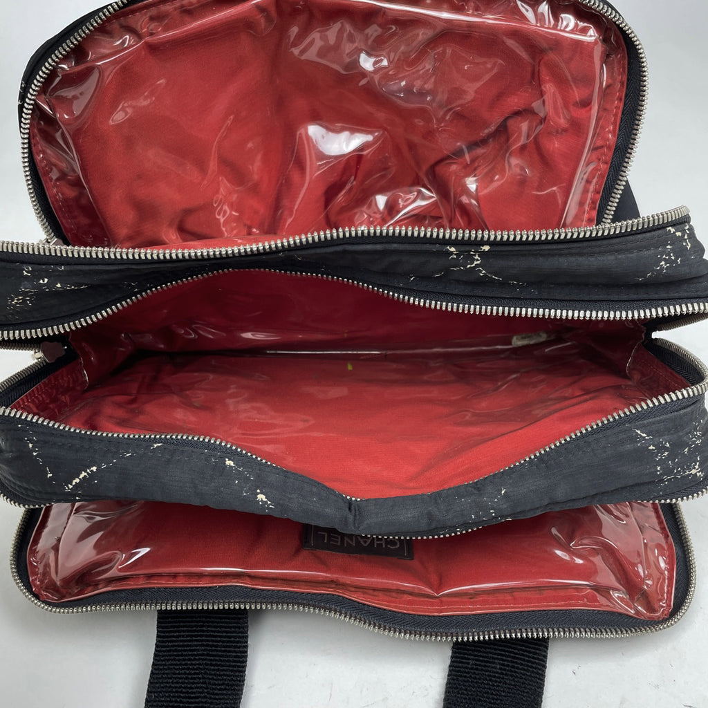 シャネル 旧トラベルライン ハンドバッグ 格子柄 トート ハンドバッグ ナイロン ブラック レディース 【中古】 brbag