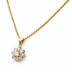 メレダイヤ デザインネックレス YG イエローゴールド ペンダント ネックレス K18 750 ダイヤモンド レディース 【中古】nbjwl