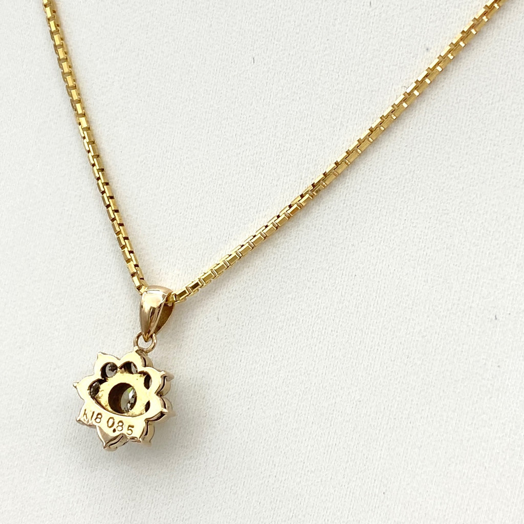 メレダイヤ デザインネックレス YG イエローゴールド ペンダント ネックレス K18 750 ダイヤモンド レディース 【中古】nbjwl