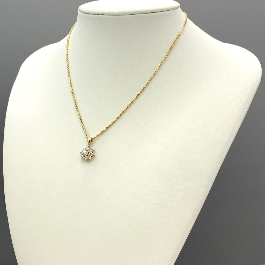 メレダイヤ デザインネックレス YG イエローゴールド ペンダント ネックレス K18 750 ダイヤモンド レディース 【中古】nbjwl