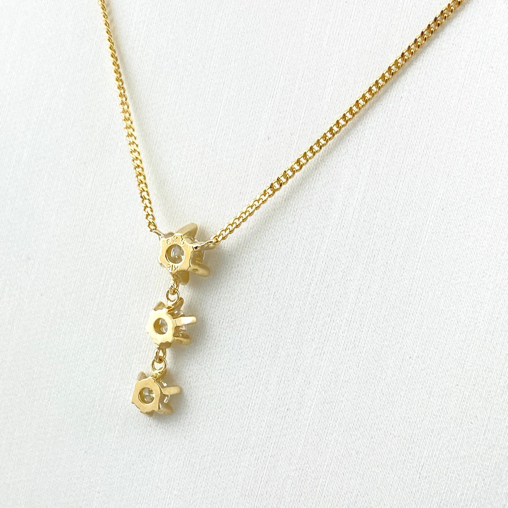 メレダイヤ デザインネックレス YG イエローゴールド ペンダント ネックレス K18 750 ダイヤモンド レディース 【中古】nbjwl