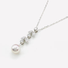 ミキモト パール デザインネックレス ペンダント メレダイヤ 真珠 ネックレス K18 パール ダイヤモンド レディース 【中古】 
 ラッピング可