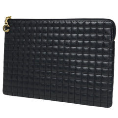 セリーヌ Cチャーム クラッチバッグ ポーチ キルティング クラッチバッグ レザー ブラック レディース 【中古】 brbag