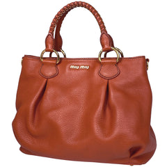 ミュウ ミュウ ロゴ ハンドバッグ 手提げ ステッチ ハンドバッグ レザー オレンジ レディース 【中古】 brbag