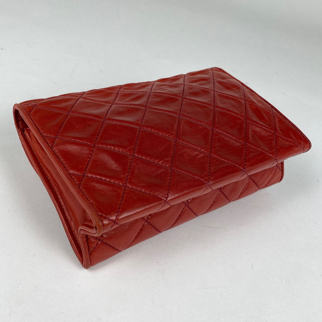 シャネル ココマーク クラッチバッグ マトラッセ セカンドバッグ フリンジ クラッチバッグ レザー レッド レディース 【中古】brbag