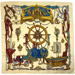 エルメス カレ 90 MUSEE 博物館 美術館 スカーフ シルク ベージュ マルチカラー レディース 【中古】brbag