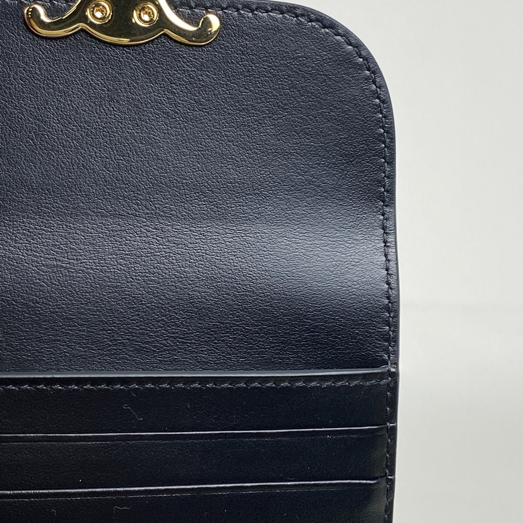 セリーヌ トリオンフ 三つ折り 財布 ロゴ 三つ折り財布 レザー ブラック レディース 【中古】brbag