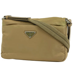 プラダ ロゴプレート ショルダーバッグ 肩掛け ショルダーバッグ ナイロン ブラウン B9717 レディース 【中古】brbag