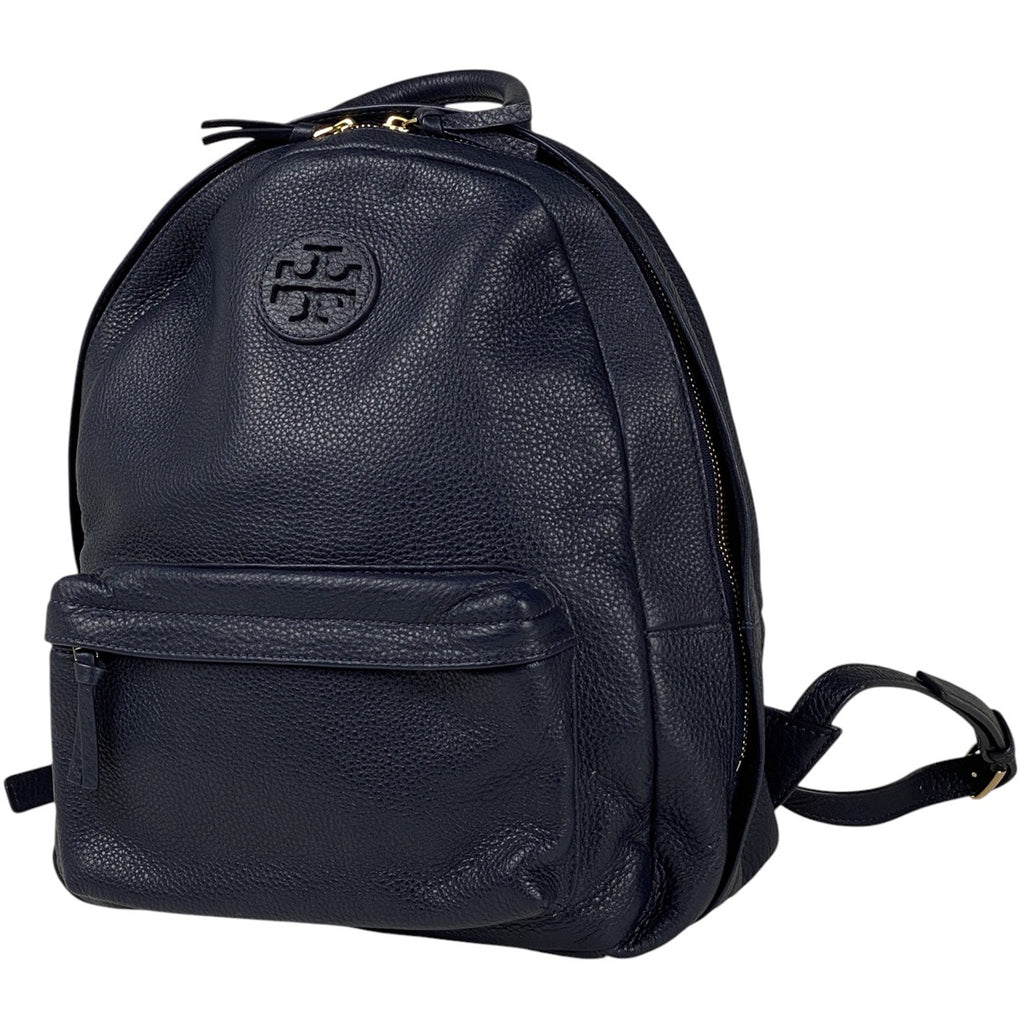 トリーバーチ ロゴ リュックサック リュック レザー ネイビー レディース 【中古】