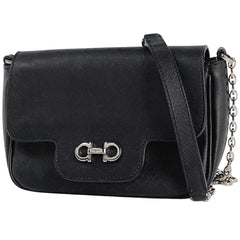 サルヴァトーレフェラガモ ダブルガンチーニ チェーン ショルダーバッグ 斜め掛け ショルダーバッグ レザー ブラック レディース 【中古】 brbag