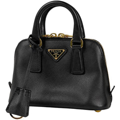 プラダ ロゴ プレート ハンドバッグ 2WAY ショルダーバッグ ハンドバッグ サフィアーノレザー ネロ(ブラック) レディース 【中古】