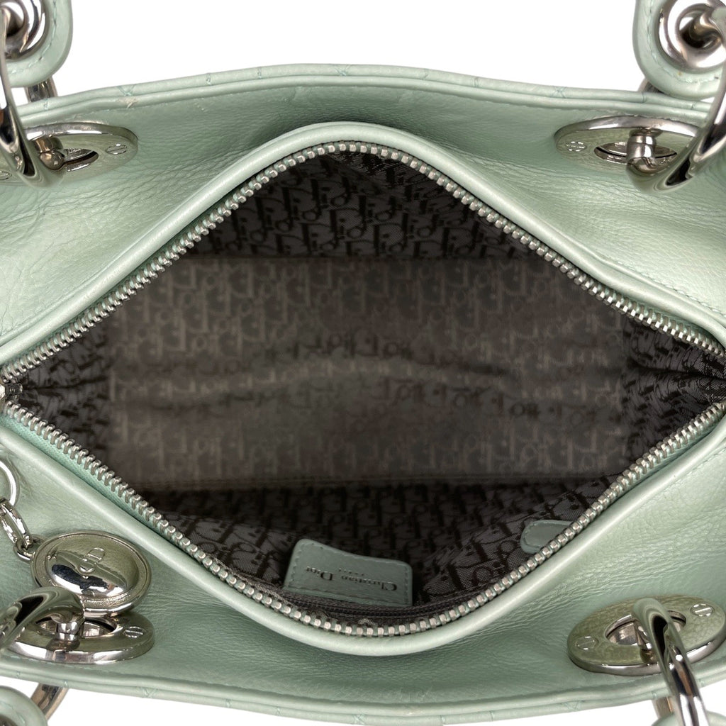 クリスチャンディオール レディディオール 手提げ カナージュ ハンドバッグ レザー グリーン レディース 【中古】 brbag