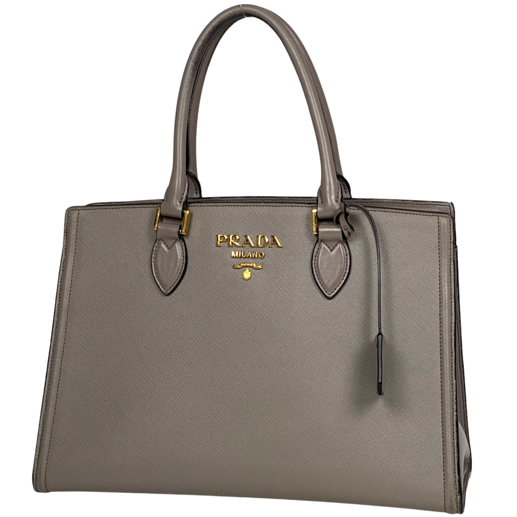 プラダ ロゴ ハンドバッグ 手提げ ハンドバッグ レザー グレージュ レディース 【中古】 brbag