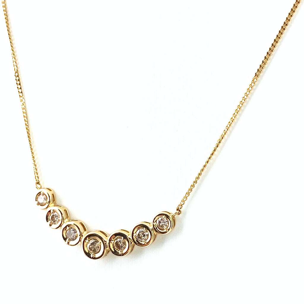メレダイヤ デザインネックレス YG イエローゴールド ペンダント ネックレス K18 ダイヤモンド レディース 【中古】nbjwl
