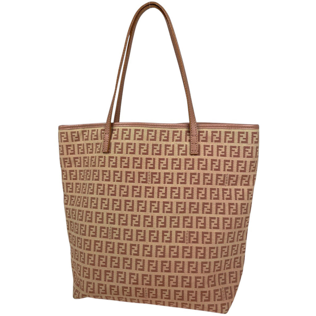 フェンディ ズッキーノ柄 トートバッグ ハンドバッグ トートバッグ キャンバス ピンクベージュ 8BH074 レディース 【中古】 brbag