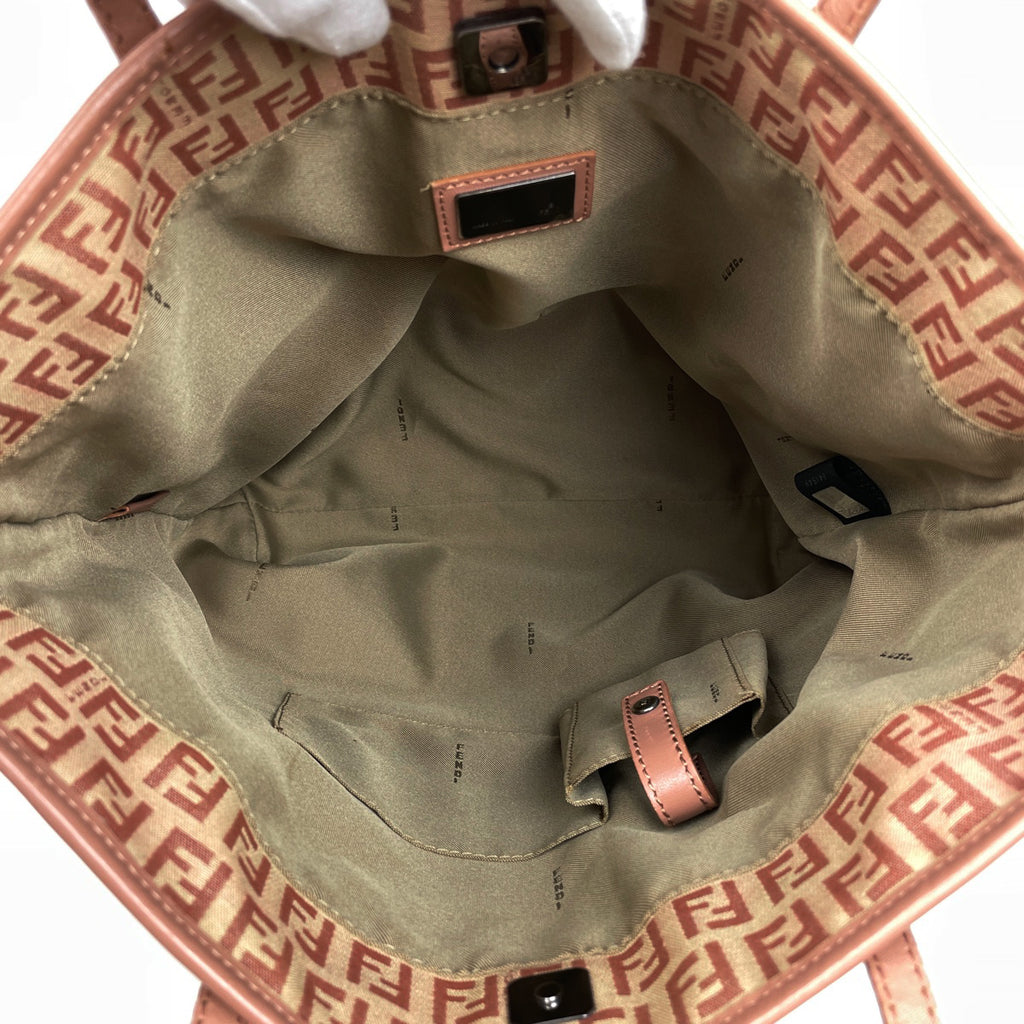 フェンディ ズッキーノ柄 トートバッグ ハンドバッグ トートバッグ キャンバス ピンクベージュ 8BH074 レディース 【中古】 brbag