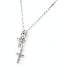 ヨンドシー クロスモチーフ デザインネックレス WG ホワイトゴールド ペンダント メレダイヤ 十字架 ネックレス K18 WG ダイヤモンド レディース 【中古】brjwl