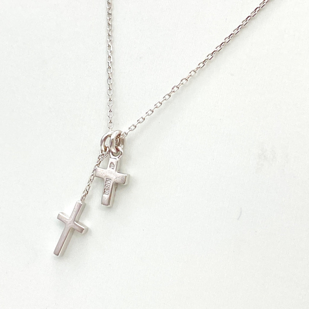 ヨンドシー クロスモチーフ デザインネックレス WG ホワイトゴールド ペンダント メレダイヤ 十字架 ネックレス K18 WG ダイヤモンド レディース 【中古】brjwl