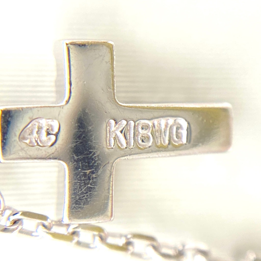 ヨンドシー クロスモチーフ デザインネックレス WG ホワイトゴールド ペンダント メレダイヤ 十字架 ネックレス K18 WG ダイヤモンド レディース 【中古】brjwl