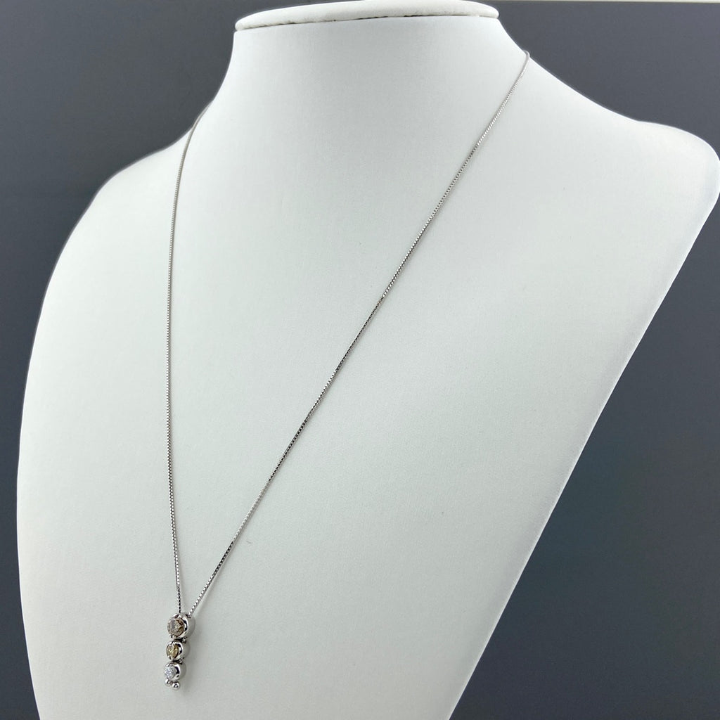 メレダイヤ デザインネックレス WG ホワイトゴールド ペンダント ネックレス K18 WG ダイヤモンド レディース 【中古】nbjwl