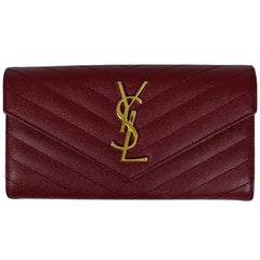 【在庫一掃】 サンローランパリ モノグラムサンローラン ラージ フラップ ウォレット 二つ折り 長財布 レザー レッド 372264 レディース 【中古】 brbag