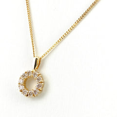 メレダイヤ デザインネックレス YG イエローゴールド ペンダント ネックレス K18 750 ダイヤモンド レディース 【中古】nbjwl