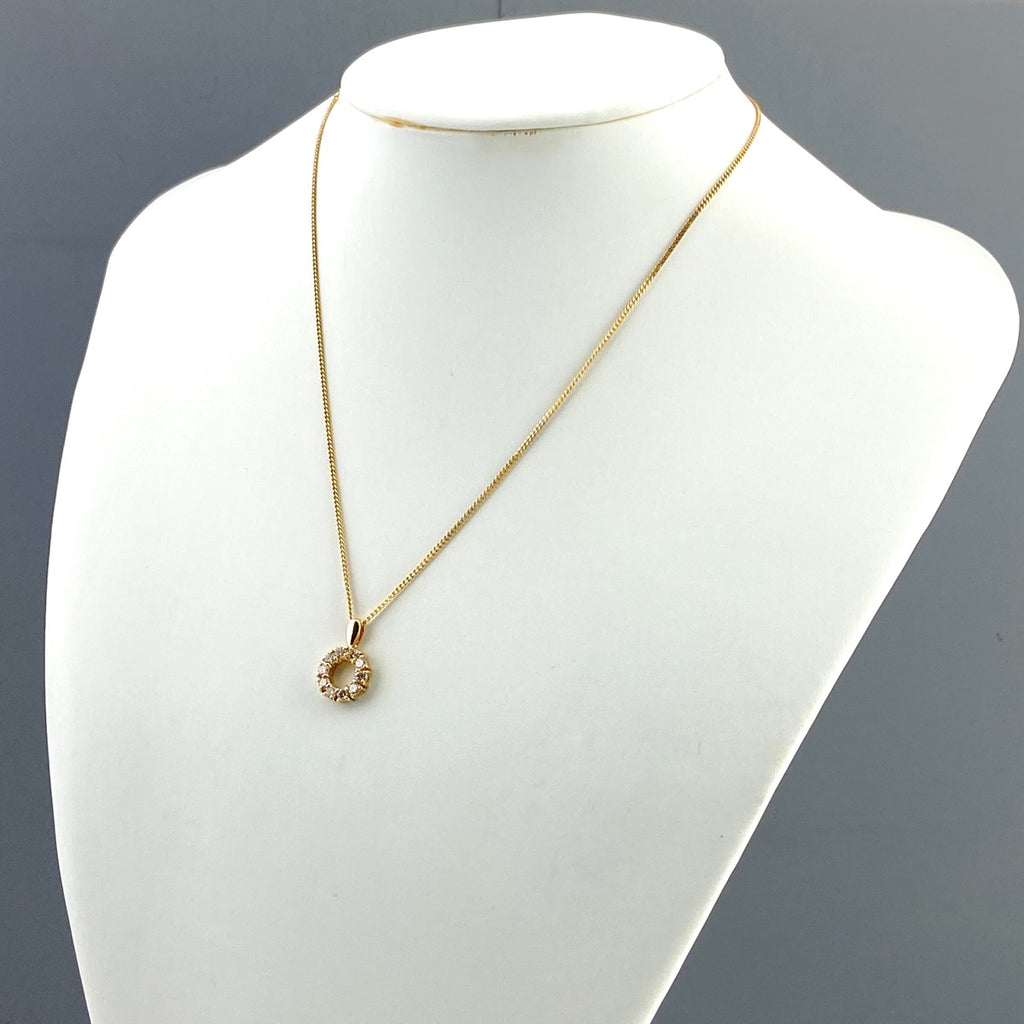 メレダイヤ デザインネックレス YG イエローゴールド ペンダント ネックレス K18 750 ダイヤモンド レディース 【中古】nbjwl