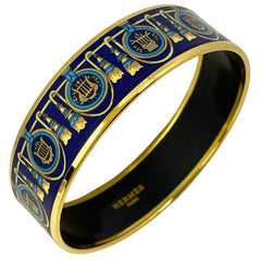 エルメス エマイユ GM 七宝焼き 腕輪 バングル GP ゴールド ブルー レディース 【中古】bracc