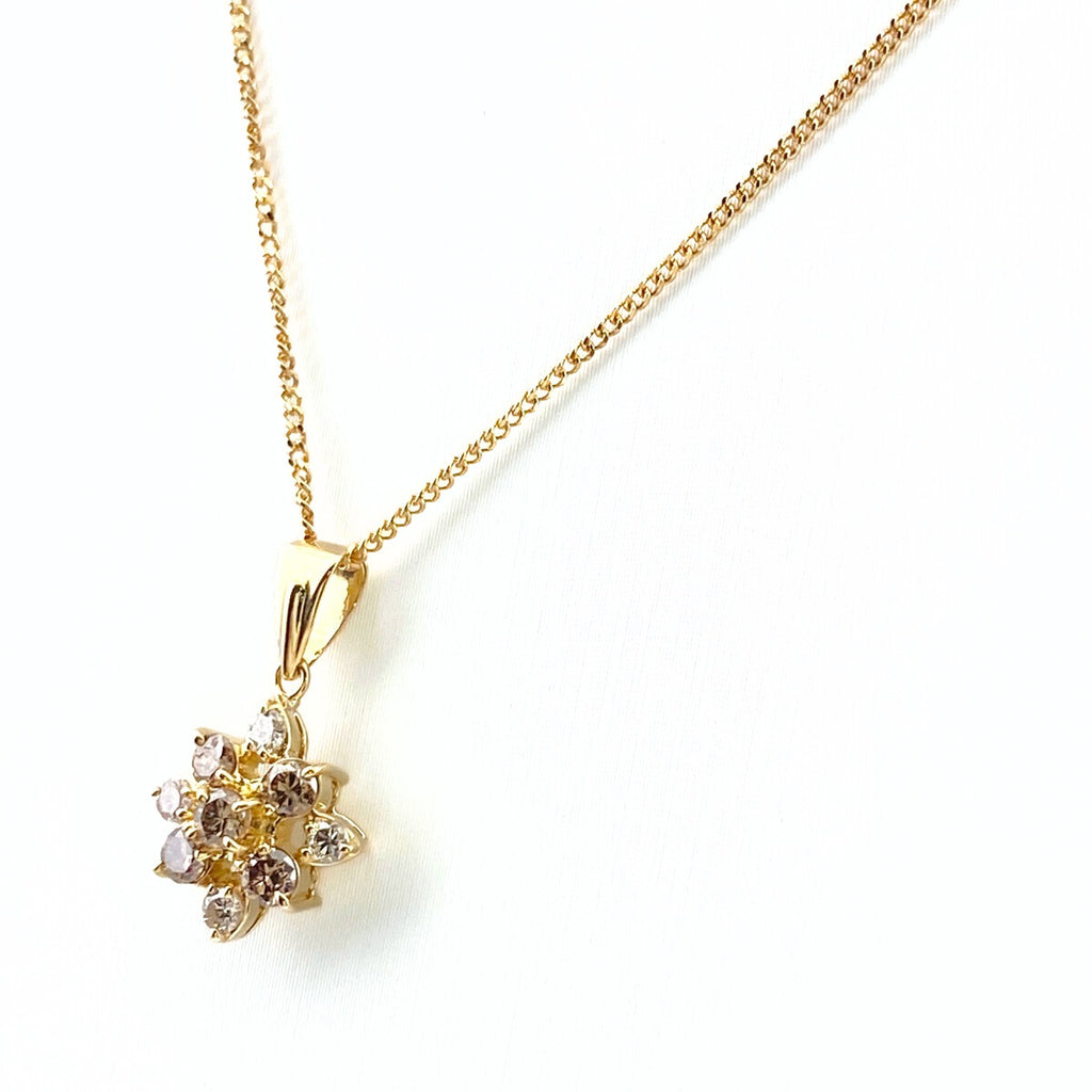 メレダイヤ デザインネックレス YG イエローゴールド ペンダント ネックレス K18 ダイヤモンド レディース 【中古】nbjwl