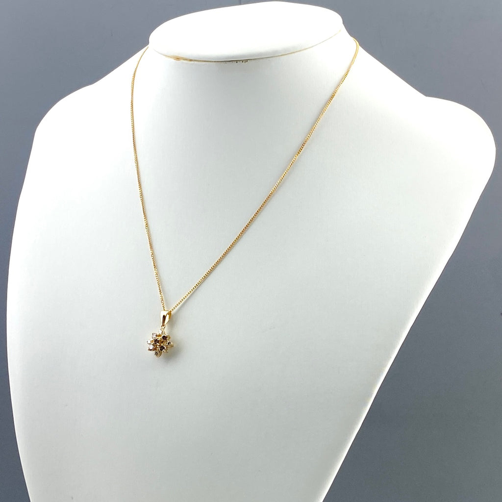 メレダイヤ デザインネックレス YG イエローゴールド ペンダント ネックレス K18 ダイヤモンド レディース 【中古】nbjwl