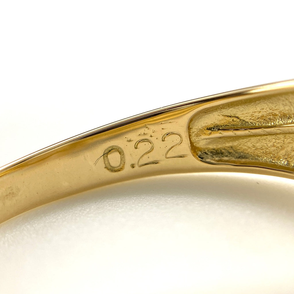 フラワーモチーフ デザインリング YG イエローゴールド 指輪 メレダイヤ 花 リング 8号 K18 ダイヤモンド レディース 【中古】nbjwl