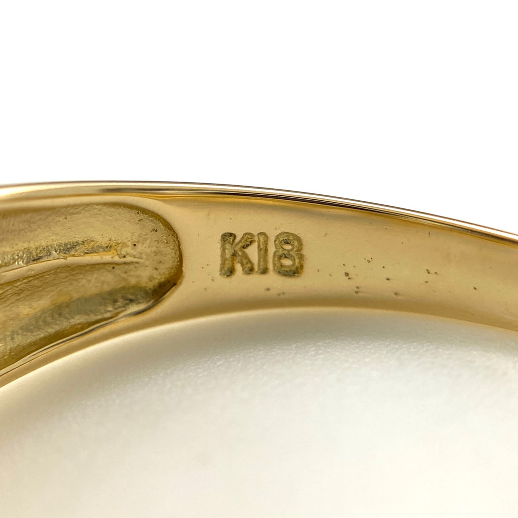 フラワーモチーフ デザインリング YG イエローゴールド 指輪 メレダイヤ 花 リング 8号 K18 ダイヤモンド レディース 【中古】nbjwl