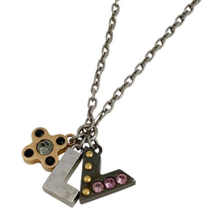 ルイ・ヴィトン パンダンティフ ラブレターズ モノグラムフラワー LV ネックレス メタル ラインストーン シルバー ゴールド ピンク レディース 【中古】 
 ラッピング可
