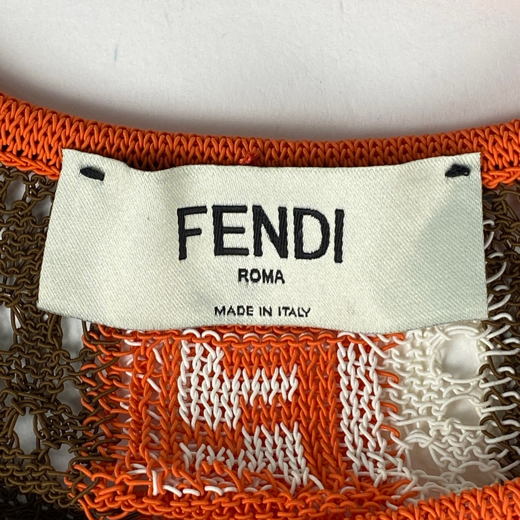 【最終値引き】 フェンディ キャミソール ニット ワンピース メッシュ フレア レイヤード ワンピース スカート 綿 ナイロン オレンジ ブラウン レディース 【中古】 brapp