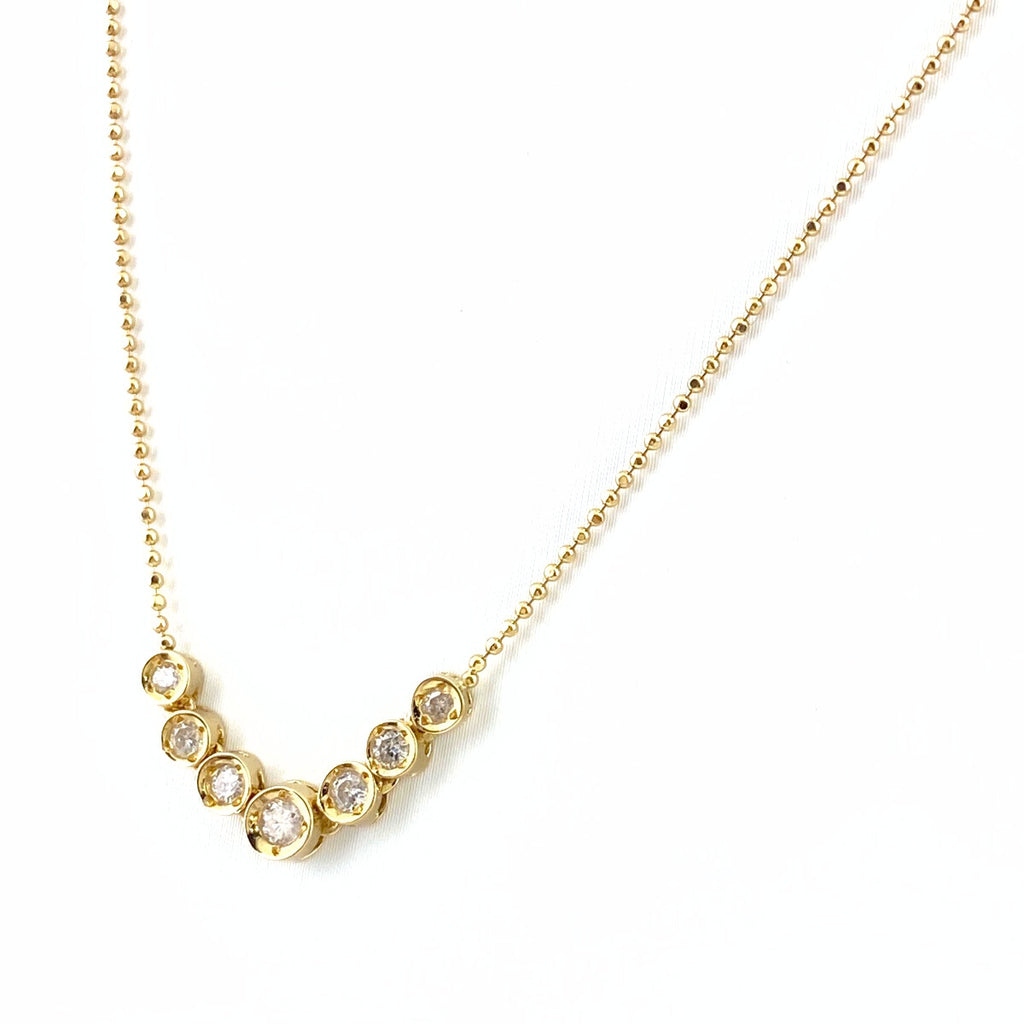 メレダイヤ デザインネックレス YG イエローゴールド ペンダント ネックレス K18 ダイヤモンド レディース 【中古】nbjwl