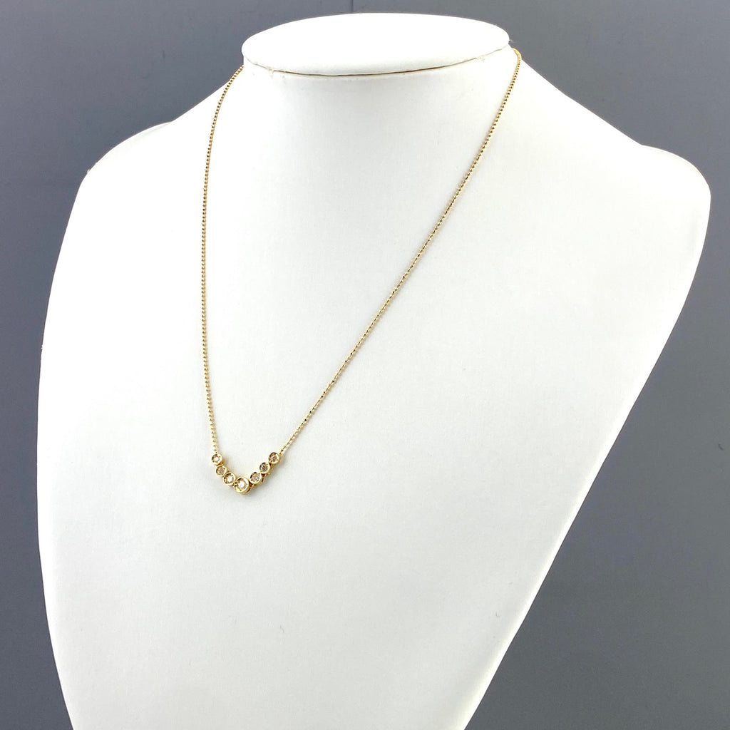 メレダイヤ デザインネックレス YG イエローゴールド ペンダント ネックレス K18 ダイヤモンド レディース 【中古】nbjwl