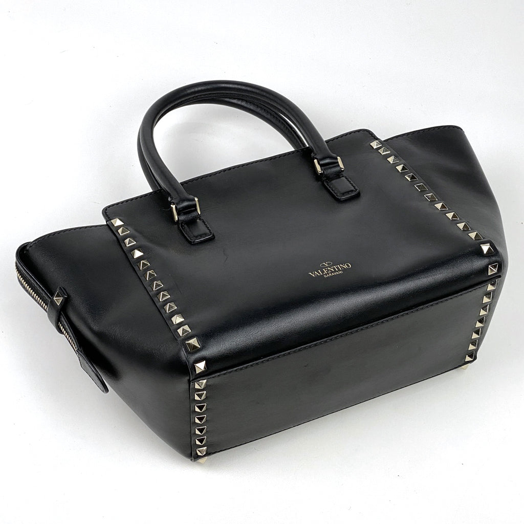 【最終値引き】 ヴァレンティノ・ガラヴァーニ ロックスタッズ ハンドバッグ 2WAY ショルダーバッグ ハンドバッグ レザー ブラック レディース 【中古】 brbag