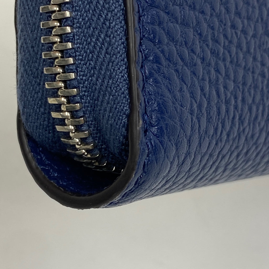 グッチ ロゴ ジップアラウンド ウォレット ラウンドファスナー 長財布 レザー ブルー 771154 メンズ 【中古】 brbag