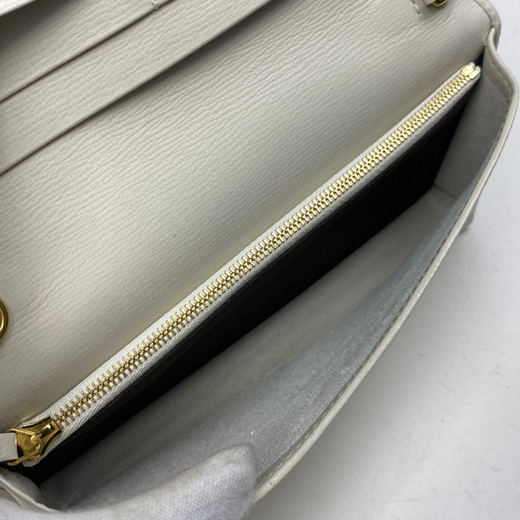 【最終値引き】 グッチ ホースビット 1955 チェーン ウォレット 長財布 ショルダーバッグ GGスプリーム ベージュ ホワイト 621892 レディース 【中古】 brbag