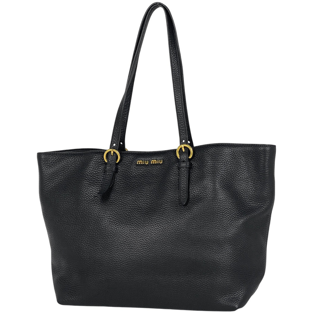 ミュウ ミュウ ロゴ トートバッグ ショルダーバッグ トートバッグ レザー ブラック レディース 【中古】brbag