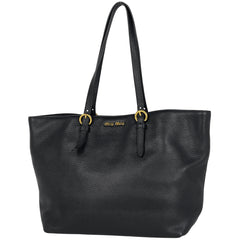 ミュウ ミュウ ロゴ トートバッグ ショルダーバッグ トートバッグ レザー ブラック レディース 【中古】brbag