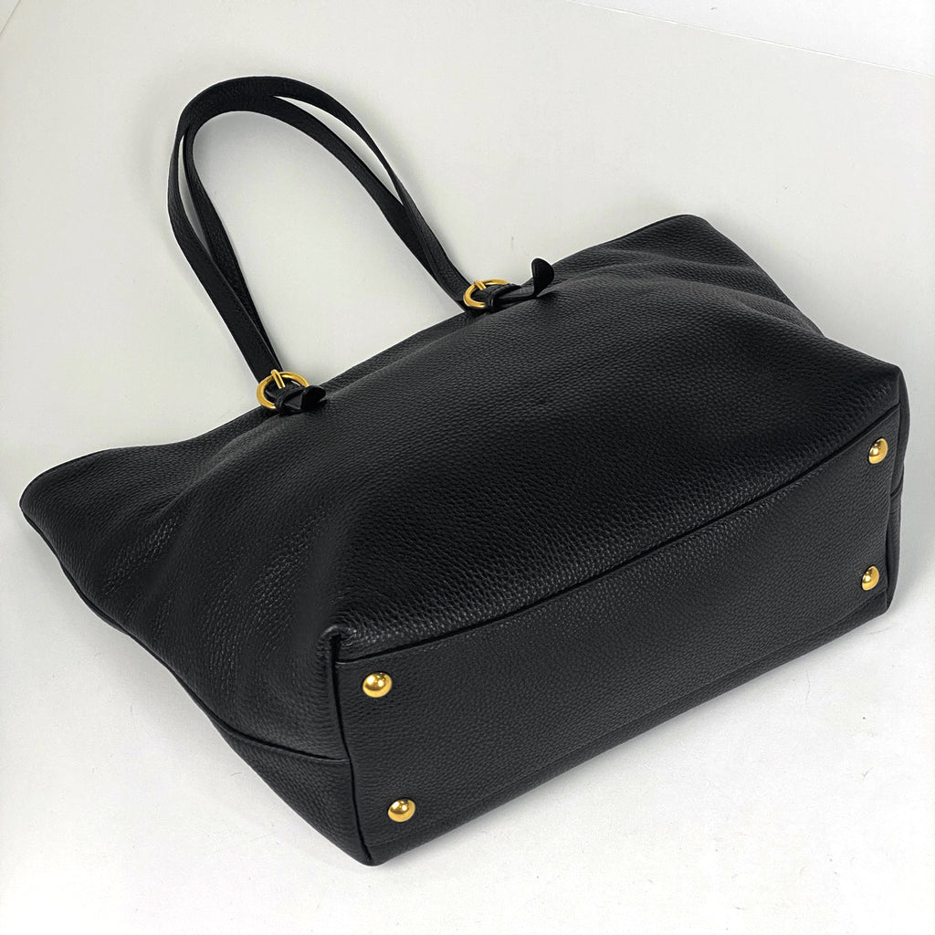 ミュウ ミュウ ロゴ トートバッグ ショルダーバッグ トートバッグ レザー ブラック レディース 【中古】brbag
