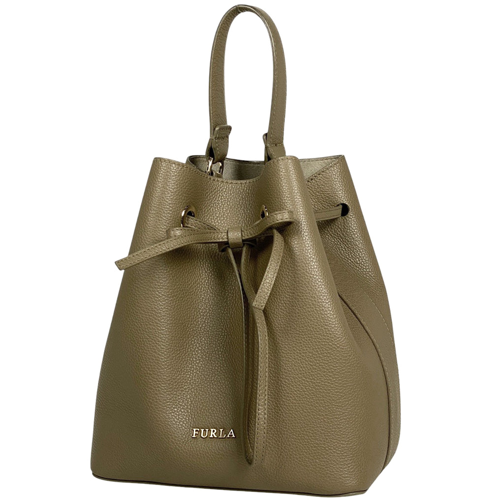 フルラ ロゴ ハンドバッグ 2WAY ショルダーバッグ 巾着型 ハンドバッグ レザー グレージュ レディース 【中古】brbag